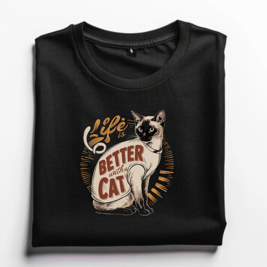 Life is better with a cat Unisex T-shirt for Cat Lovers