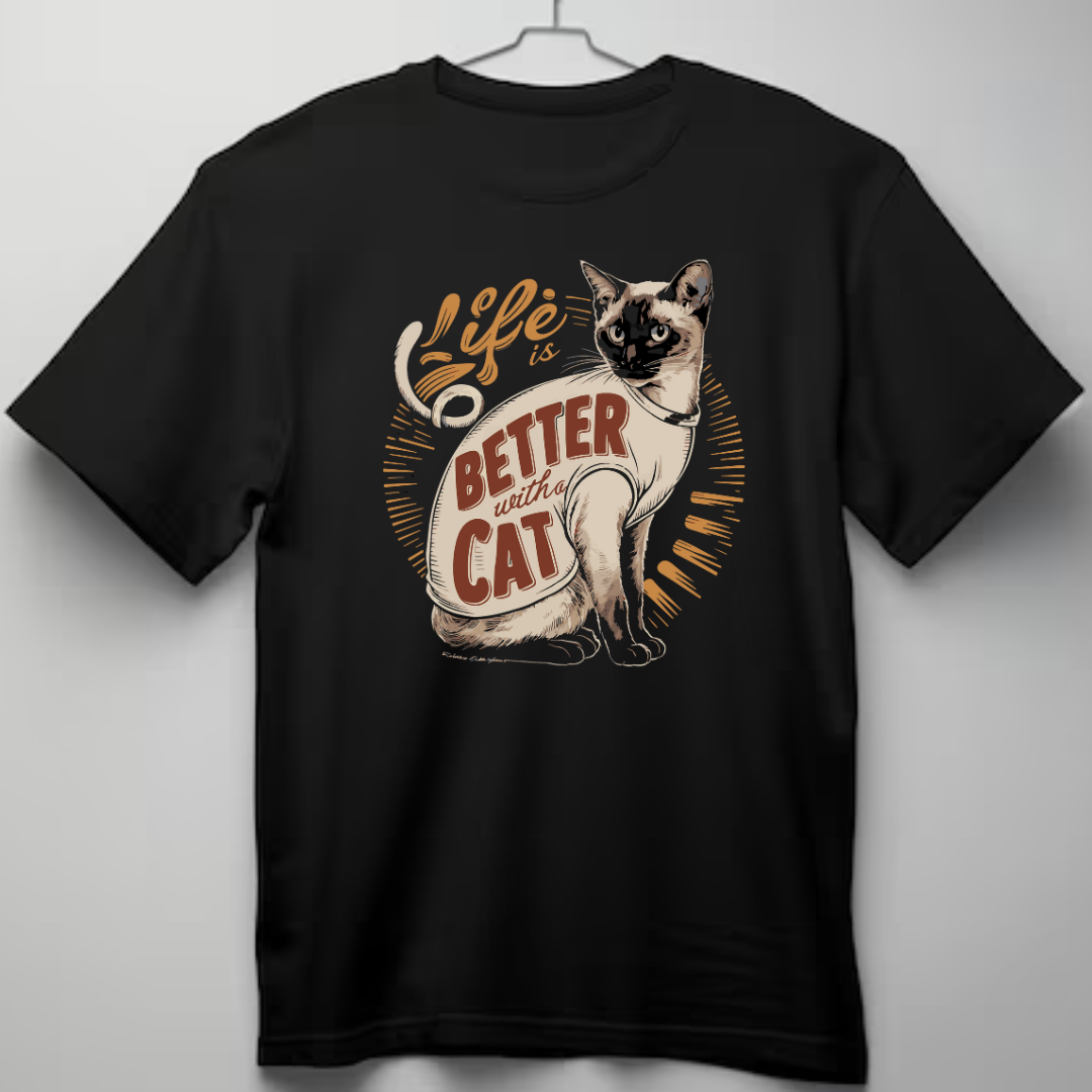 Life is better with a cat Unisex T-shirt for Cat Lovers