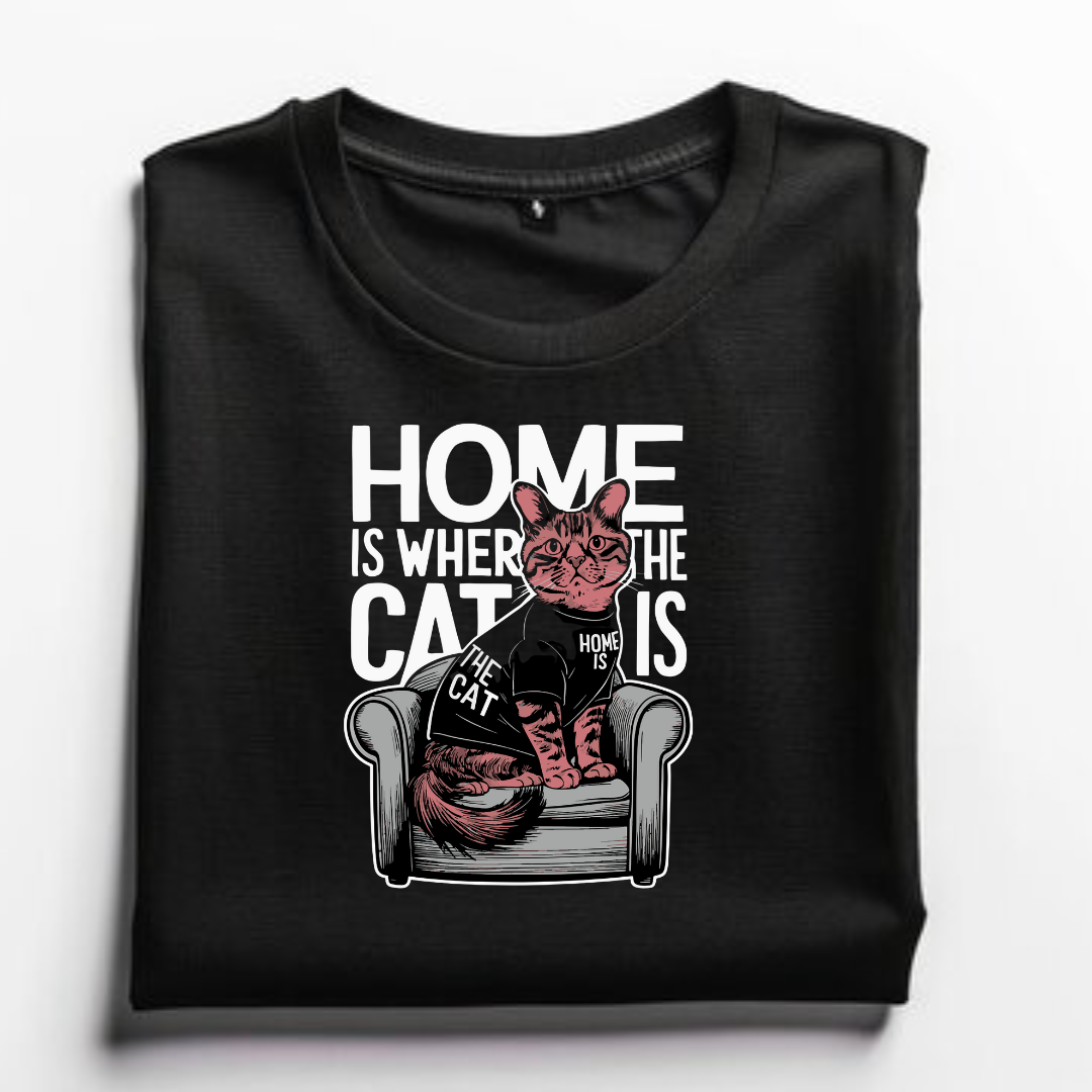 Home is Where the cat Is Unisex T-Shirt for Cat Lovers