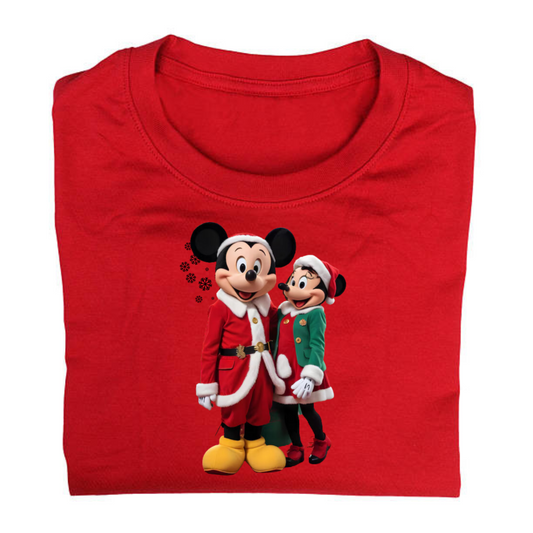 Mickey Santa Christmas T-shirt with Minnie