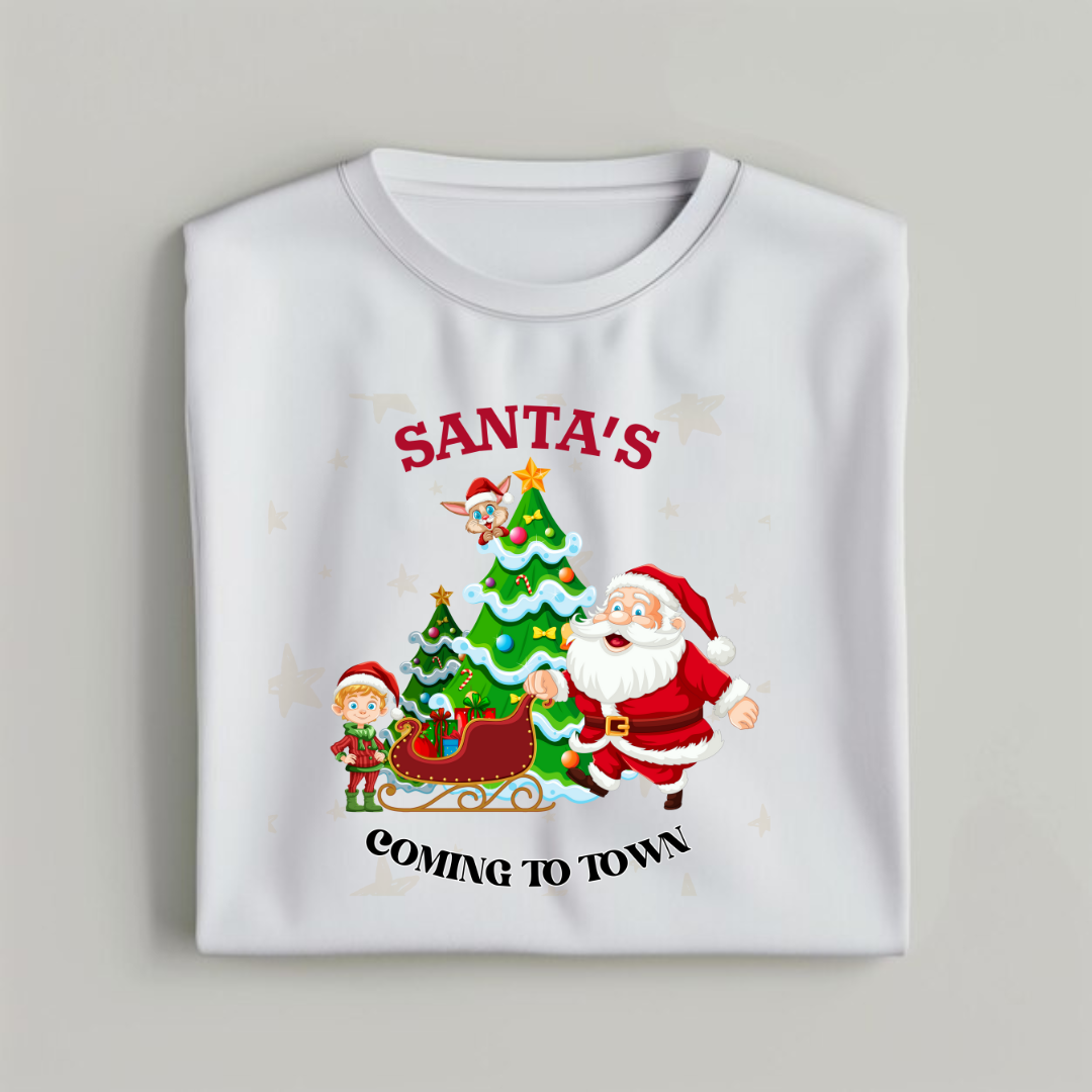 Santa Coming to Town T-shirt for Christmas