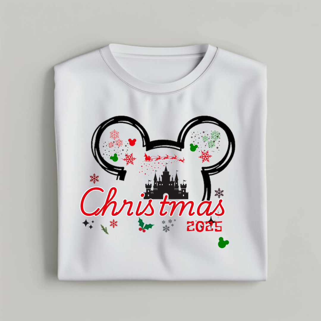 Christmas and New Year T-Shirt 2025 with Mickey Outline