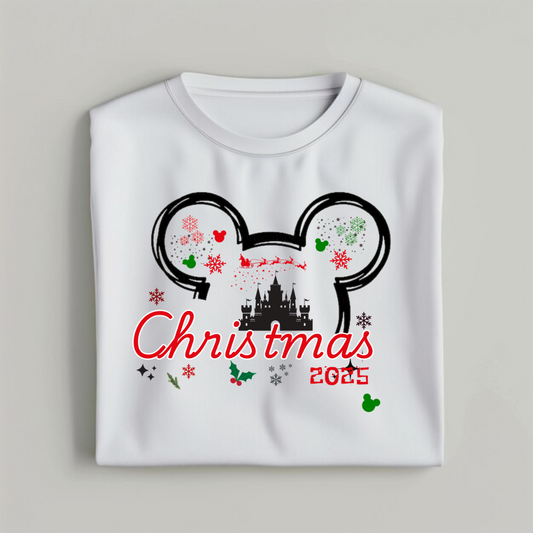 Christmas and New Year T-Shirt 2025 with Mickey Outline