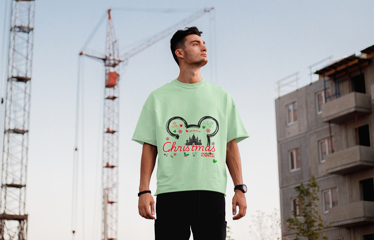 Christmas and New Year T-Shirt 2025 with Mickey Outline